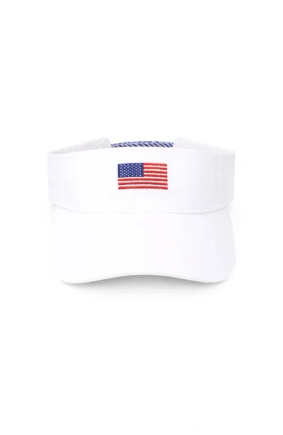 Bits & Bows American Flag Visor In White