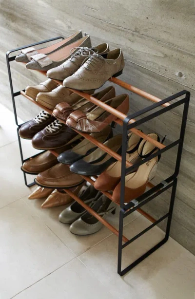 Yamazaki Plain Black Shoe Rack In Black