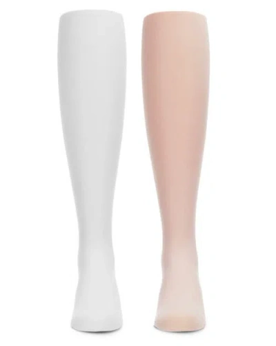 Memoi Microfiber Tights Solid Color 2-pack In White