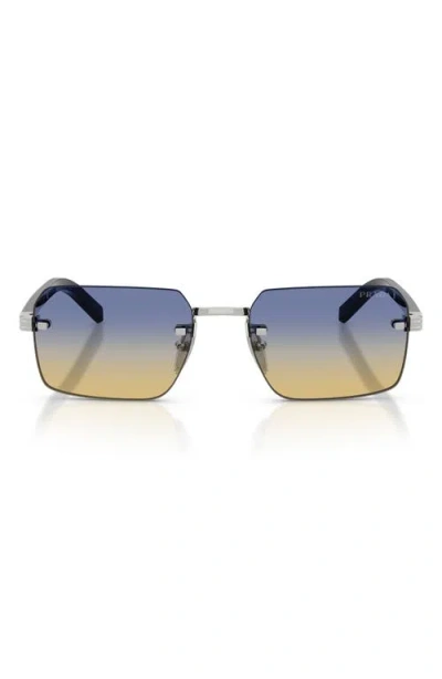 Prada 55mm Gradient Rectangular Sunglasses In Silver