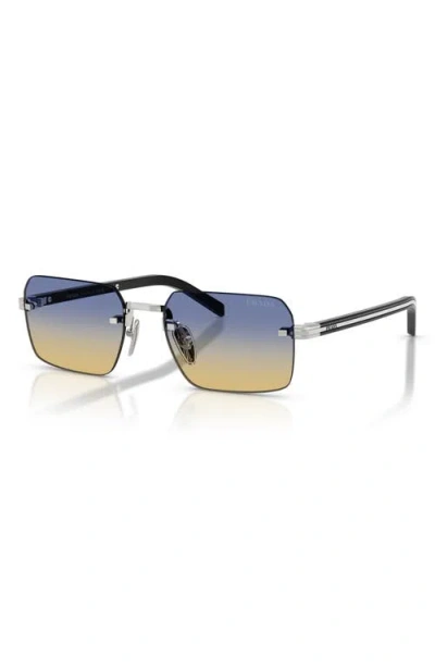 Prada 55mm Gradient Rectangular Sunglasses In Silver