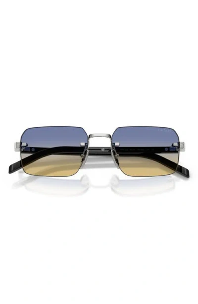 Prada 55mm Gradient Rectangular Sunglasses In Silver