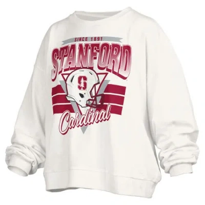 Pressbox White Stanford Cardinal Oversized Janice Retro Waist-length Pullover Sweatshirt In Multi