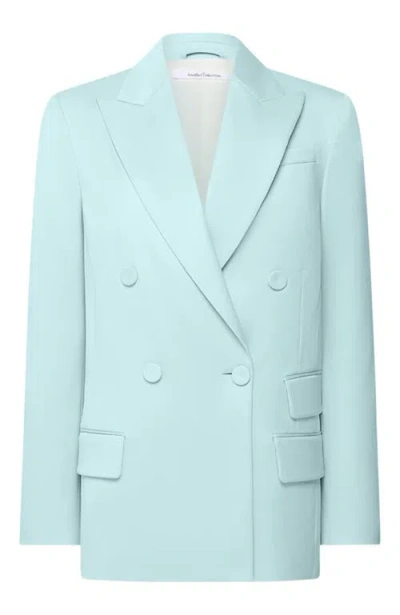 Another Tomorrow Relaxed Double Breasted Jacket In Blue