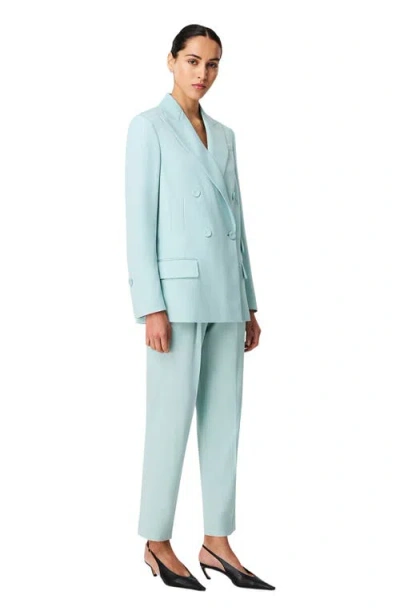 Another Tomorrow Relaxed Double Breasted Jacket In Blue