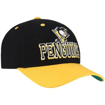 Mitchell & Ness Men's Black/gold Pittsburgh Penguins Backside Script Two-tone Pro Crown Adjustable Hat In Black