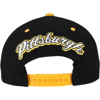 Mitchell & Ness Men's Black/gold Pittsburgh Penguins Backside Script Two-tone Pro Crown Adjustable Hat In Black