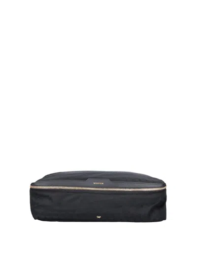 Anya Hindmarch Recycled Nylon Handbag With Leather Trim In Black