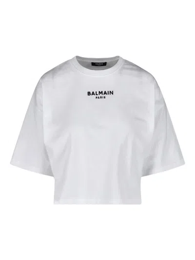 Balmain Cropped Logo T-shirt In White