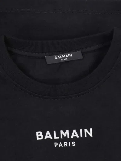 Balmain Logo Cotton T-shirt For Women In Black