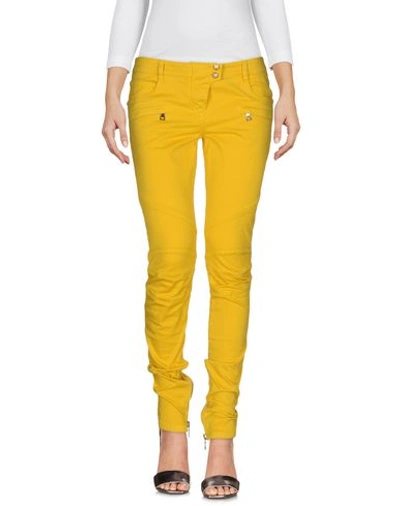 Balmain Denim Trousers In Yellow