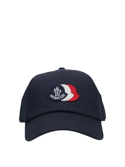 Moncler L20913b000210u618 Tricolour Logo Baseball Cap In Blue