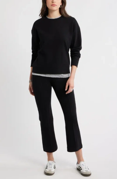 Caslonr Caslon(r) Stripe Pullover Sweatshirt In Black