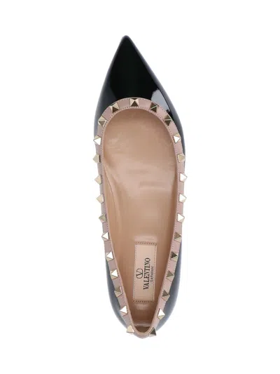 Valentino Leather Ballet Flats Rockstud Embellishment In Black