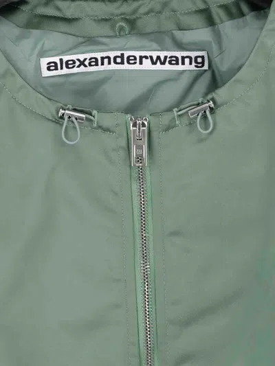 Alexander Wang Bomber Jacket With Drawstring Collar In Green