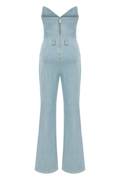 Jendue Marvel Maxi Denim Jumpsuit In Blue