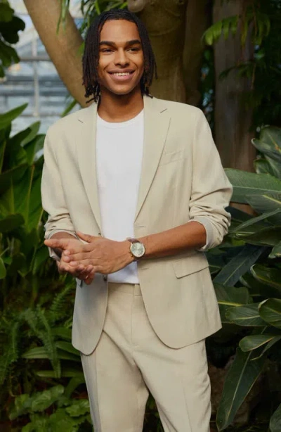Open Edit Linen Blend Pants In Gray