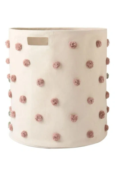 Pehr Pompom Cotton Canvas Hamper In White