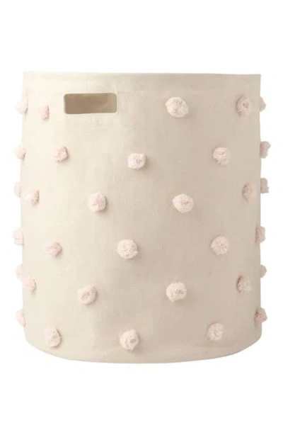 Pehr Pompom Cotton Canvas Hamper In White