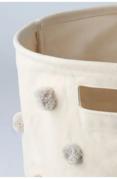Pehr Pompom Cotton Canvas Hamper In White