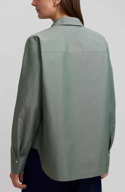 Foxcroft Meghan Solid Cotton Button-up Shirt In Green