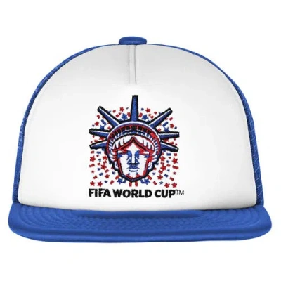 Outerstuff White/royal Usmnt Defender Adjustable Trucker Hat In White