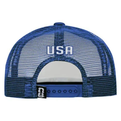 Outerstuff White/royal Usmnt Defender Adjustable Trucker Hat In White