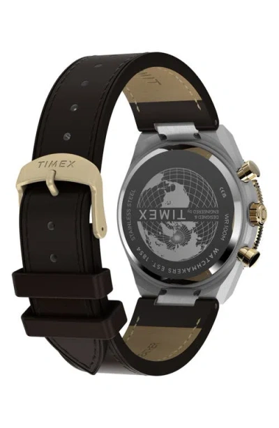 Timex ® Continental Leather Strap Watch, 40mm In Multi