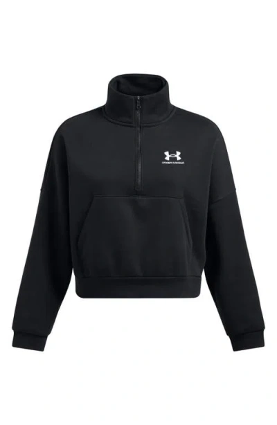 Under Armour Icon Fleece Half Zip Pullover In Black