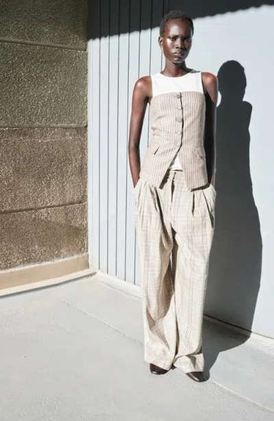 Mango Strapless Check Print Vest In Neutral