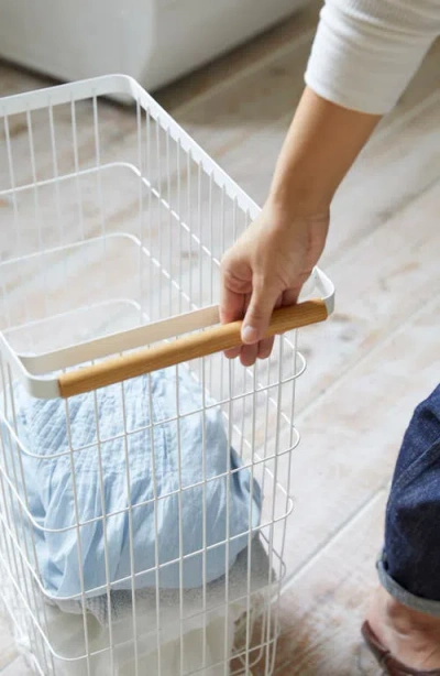 Yamazaki Slim Rolling Laundry Hamper In White