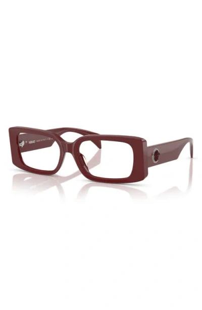 Versace 51mm Rectangular Optical Glasses In Burgundy
