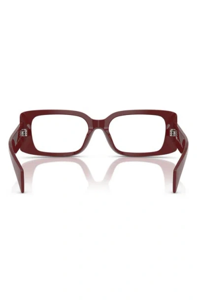 Versace 51mm Rectangular Optical Glasses In Burgundy