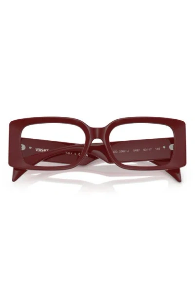 Versace 51mm Rectangular Optical Glasses In Burgundy