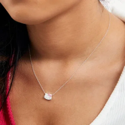 Hello Kitty Sterling Silver Enamel Necklace In Metallic