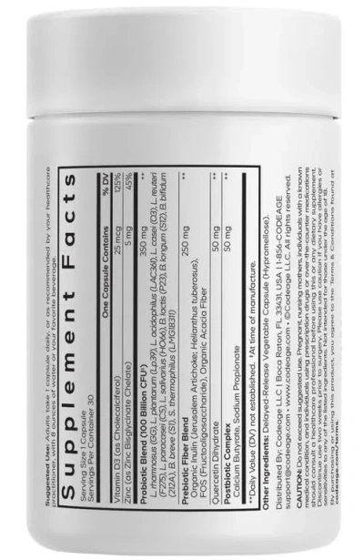 Codeage Probiotic+ 100b Cfu, 12 Strains, Pre/postbiotics, D3 Supplement In White