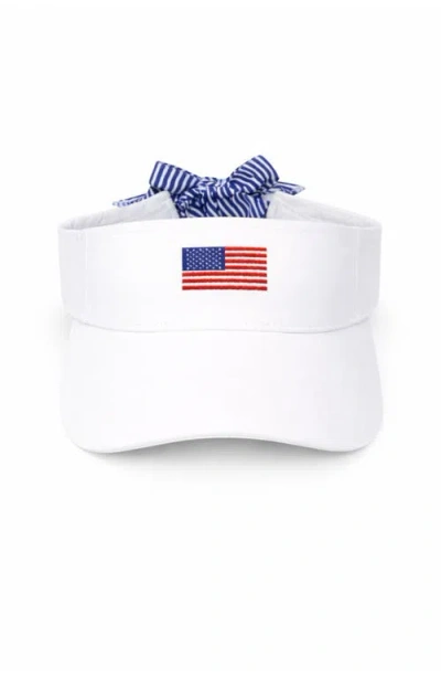 Bits & Bows American Flag Visor In White