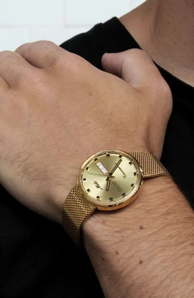Mido Commander Automatic Mesh Strap Watch, 37mm In Gold