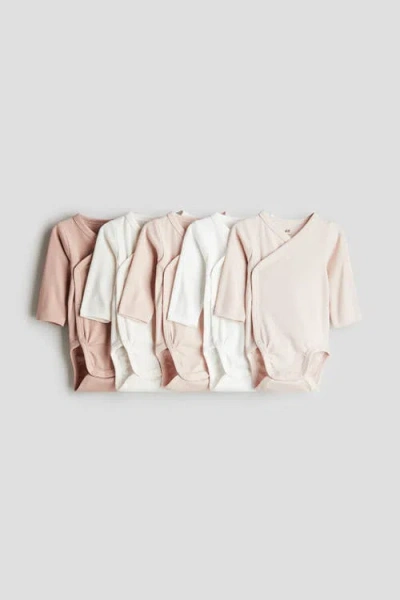 H&m 5-pack Wrapover Bodysuits In White