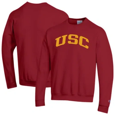 Champion Cardinal Usc Trojans Basic Arch Fleece Pullover Sweatshirt In Red