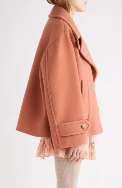 Chloé Double Breasted Jacket Buttoned Cuffs Pockets Lapels In Orange