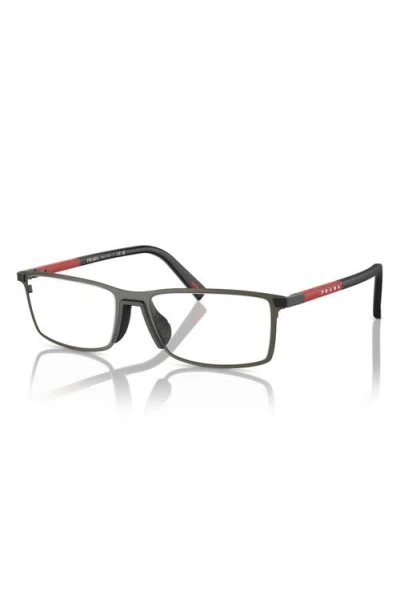 Prada Linea Rossa 55mm Rectangular Optical Glasses In Multi