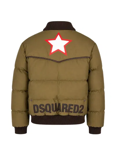 Dsquared2 Quilted Star-patch Jacket In Green