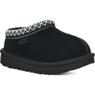 Ugg Black Tasman Ii Contrast-stitch Suede Slippers 2-7 Years Eur 26 / 8.5 Uk In Black
