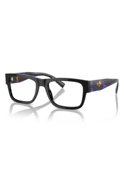 Prada 52mm Rectangular Optical Glasses In Black