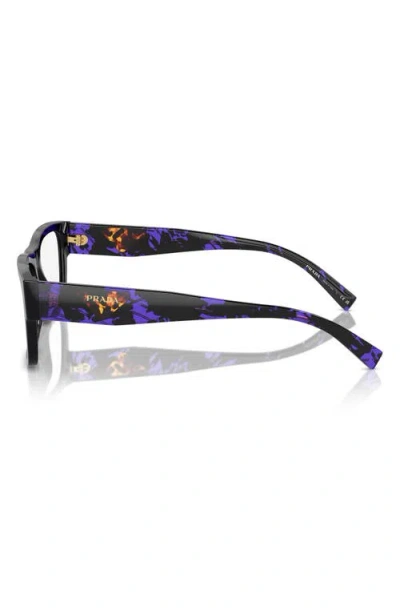 Prada 52mm Rectangular Optical Glasses In Black