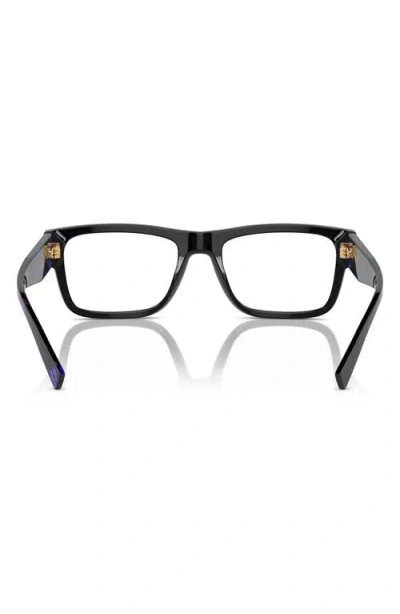 Prada 52mm Rectangular Optical Glasses In Black