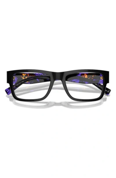 Prada 52mm Rectangular Optical Glasses In Black
