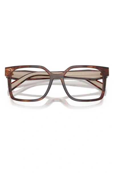 Prada 52mm Rectangular Optical Glasses In Brown