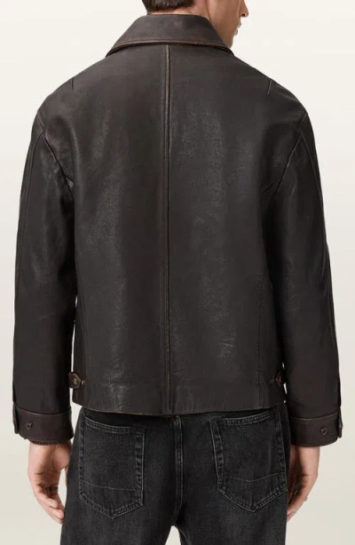 Allsaints Garrison Leather Jacket In Brown